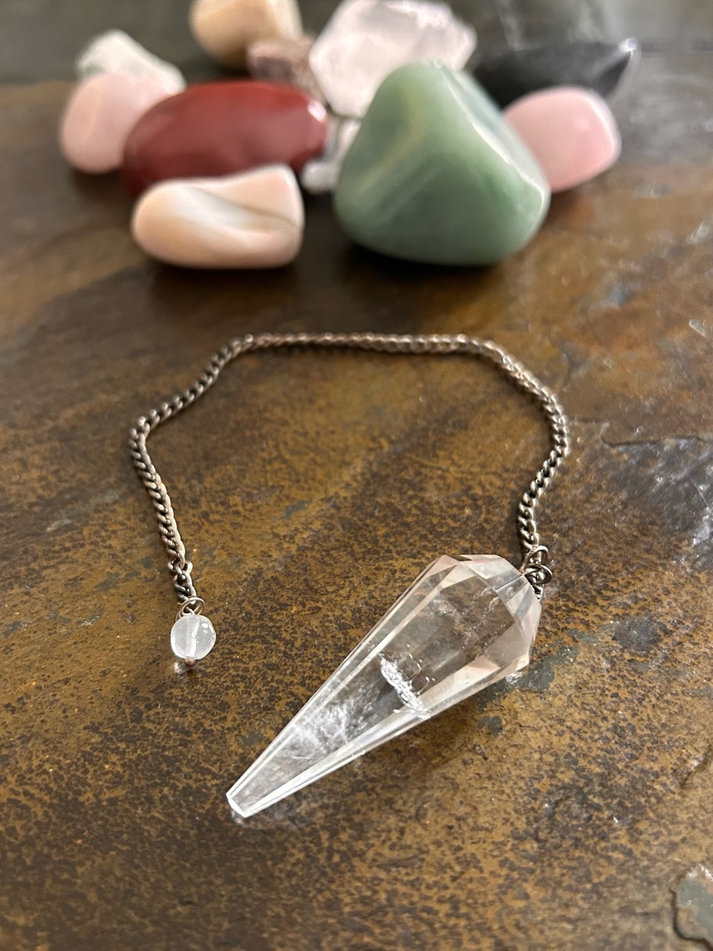 Clear Quartz Crystal Pendulum Designed for Dowsing and Spiritual Work.